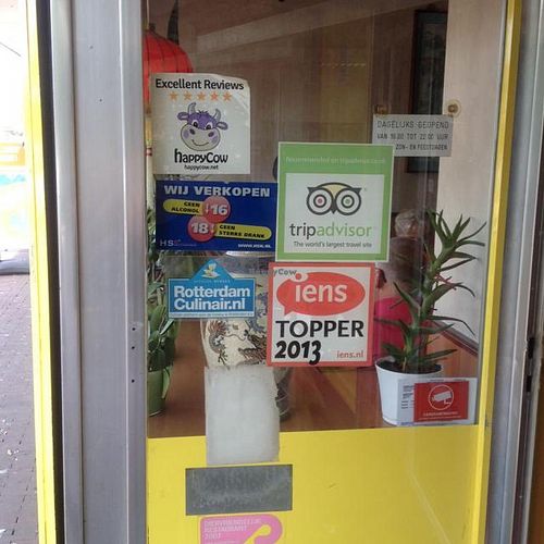 at the door :-) at De Oude Plek in Rotterdam