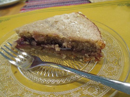 Buckwheat cake with raspberry jam. Very light and delicious. at La Margherita in Bologna