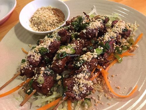 Char grilled skewers at Golden Lotus Vegan in Newtown