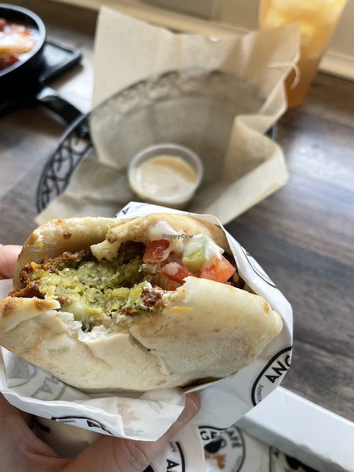 Falafel pita pocket  at Angel's Cafe in Sharon