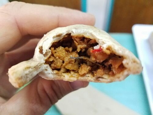 inside empanada at Veganius in Buenos Aires