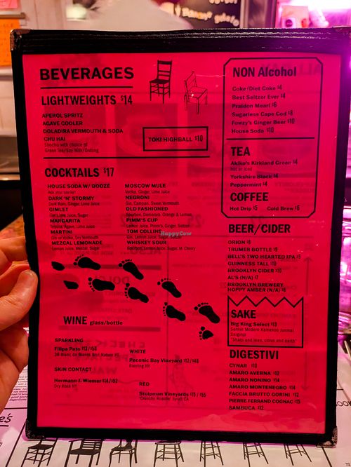 Menu page at Superiority Burger at Superiority Burger in New York City