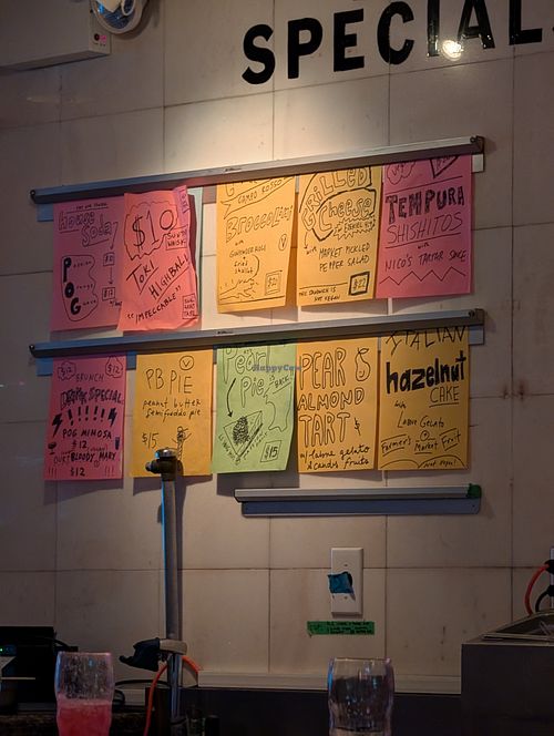 Specials wall at Superiority Burger in New York City