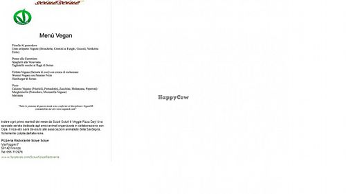 Vegan Menu at Pizzeria Ristorante Sciue Sciue in Florence