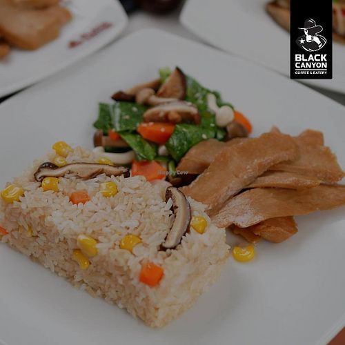 Shiitake Fried Rice with Vegetarian Chicken from SM. at Black Canyon Coffee in Bangkok