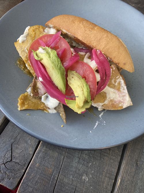 Torta de chilaquiles   at FOREVER in Mexico City