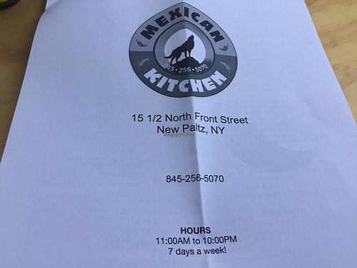 menu at Mexican Kitchen in New Paltz