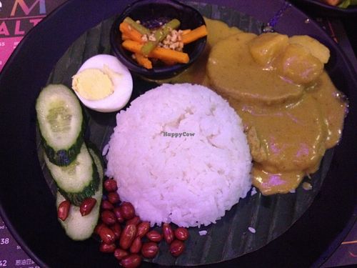 nasi lemak with vegetarian curry mutton at Smile M in Shanghai
