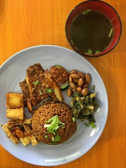 vegetarian braised duck rice at Xiu Yuan Vegetarian Eating House in Central Singapore