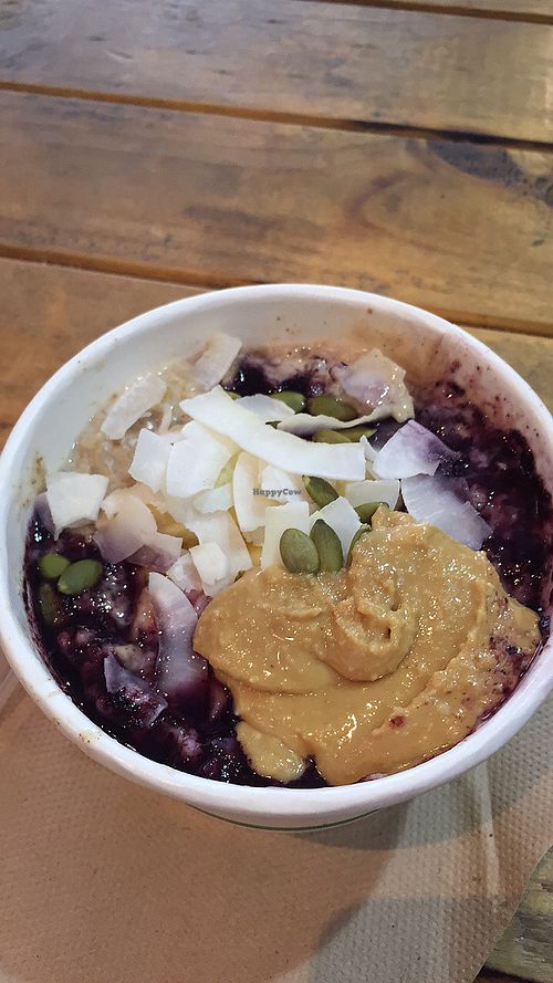 Peanut butter and banana oatmeal for breakfast! (make sure there is no honey) at The Wolf Espresso in Perth