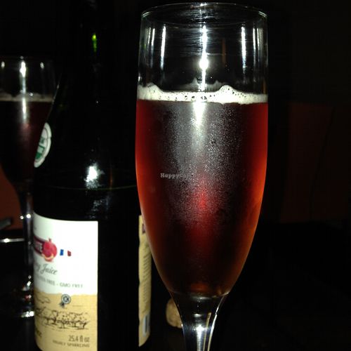 sparkling pomegranate juice  at Herban Fix Vegan Kitchen in Atlanta