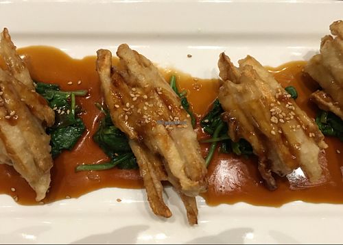 crispy King oyster mushroom w sesame soy au jus at Herban Fix Vegan Kitchen in Atlanta