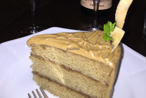 caramel cake; cardamom gelato at Herban Fix Vegan Kitchen in Atlanta