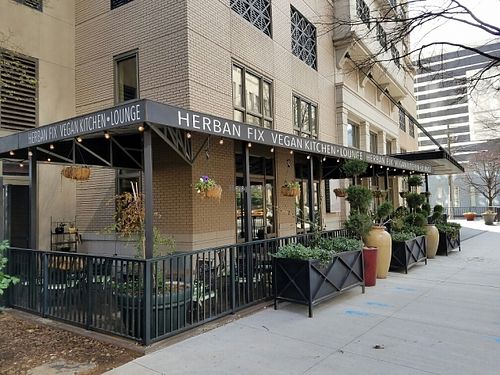 outside at Herban Fix Vegan Kitchen in Atlanta