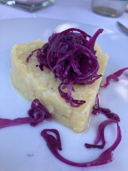 Potato tartare with sweet and sour cabbage  at Antica Osteria dell'Abate in San Sebastiano Da Po