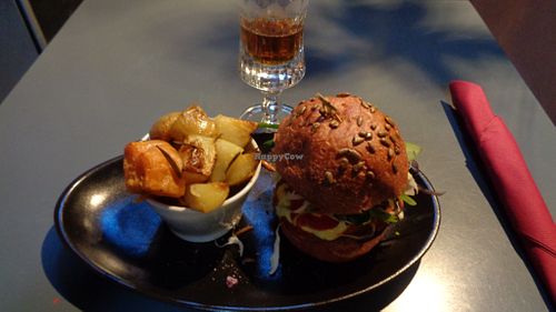 Spinach burger with an amaro. at Botanica Lab in Bologna