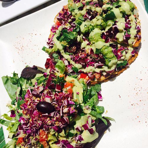 ultimate tostada at Mary's Secret Garden in Ventura