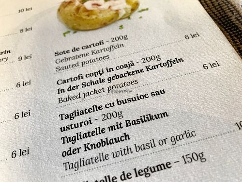menu at Hotel Sighisoara in Sighisoara