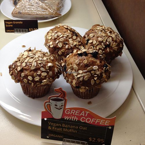 Vegan banana, nut and fruit muffin at Heaven on Earth Cafe in Vancouver