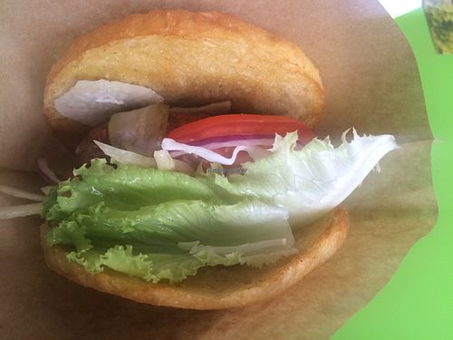 burger in corn bun at Public Bar & Vegan Kitchen in Bled