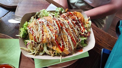 chickpea fritters at Public Bar & Vegan Kitchen in Bled