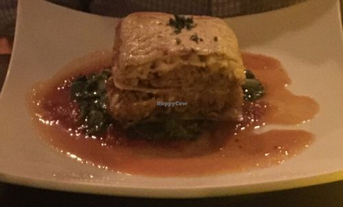 lasagna and lobster &a trumpet mushroom risotto at Blossom Restaurant Chelsea in New York City