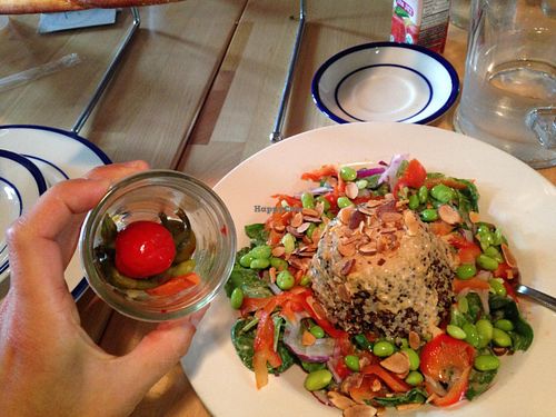 quinoa salad and spicy pickled vegetables at Fireweed in Haines