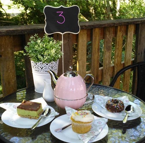 Out on the verandah - vegan donuts and slice at Holistic Mamma in Dayboro