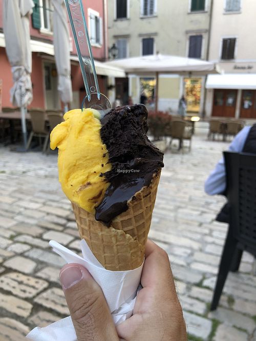 Mango and dark chocolate  at Gelateria Italia in Rovinj