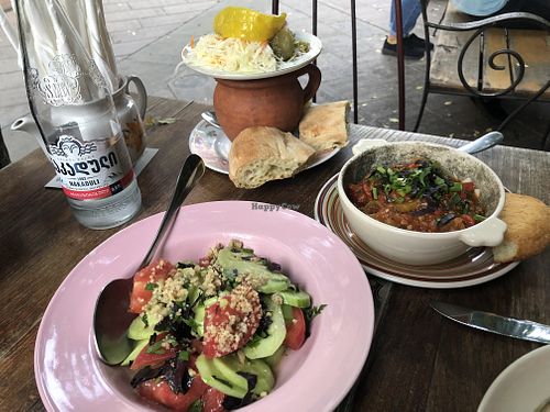 Georgian Salad, Lobio and Adjapsandali at Kafe Leila in Tbilisi