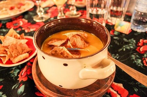 pumpkin soup with coconut milk at Kafe Leila in Tbilisi