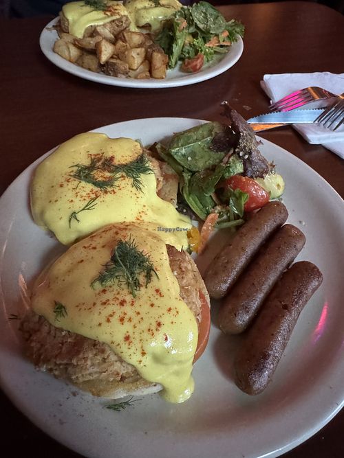 Jackfruit crab cake Benedict  at Black Water Bar in Portland
