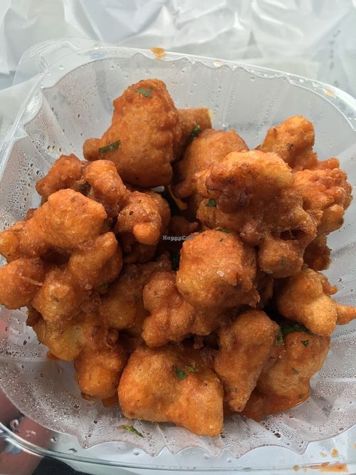 Cauliflower Wings dressed in hot sauce at Kale and Clover in Scottsdale