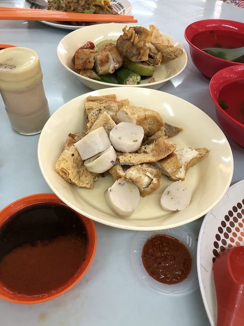 Yong toufu, you chose what you want at Blue Boy Vegetarian Food Centre in Kuala Lumpur