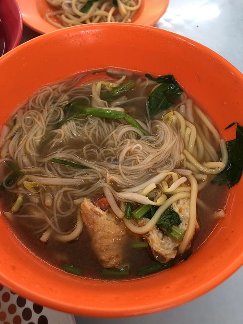 Prawn noodles  at Blue Boy Vegetarian Food Centre in Kuala Lumpur