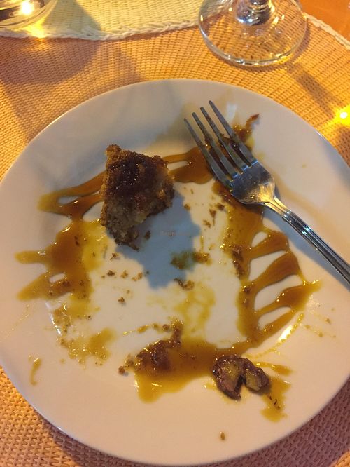 All that remains of the delicious vegan Banana-Coconut cake once my 1.5 year old daughter got to it... at Didi Cafe in Albufeira