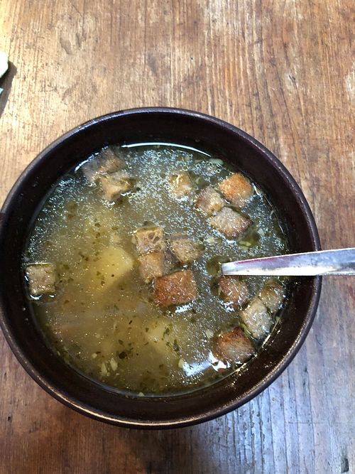 Nice garlic soup  at Krcma U dwau Maryi in Cesky Krumlov