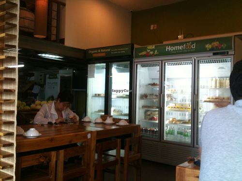 Fridge of the shop where they keep the mock meats, tofu, etc. at Duong Sinh - Homefood in Hanoi