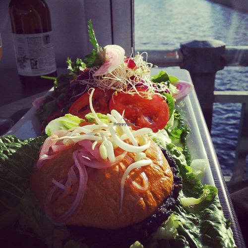 raw vegan burger at Open New Doors in Gothenburg