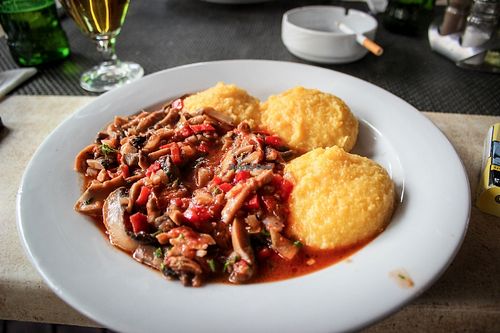 polenta with mushroom stew at Casa Veche in Sighetu Marmatiei