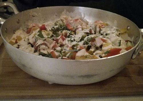 Eggplant with hummus, veggies, parsley and vegan cream at Aubergine in Bucharest