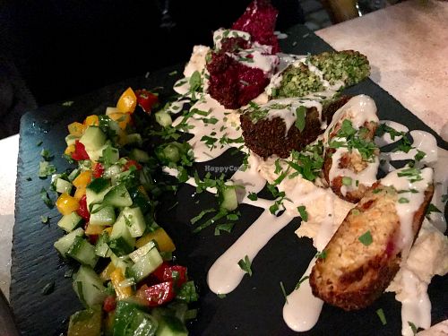 three-coloured falafel (!)  at Aubergine in Bucharest