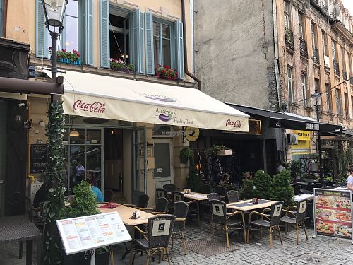 outside at Aubergine in Bucharest