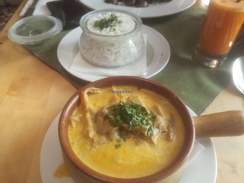 Delicious oyster mushrooms and rice at Aubergine in Bucharest