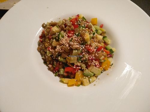 Lentil salad at Aubergine in Bucharest