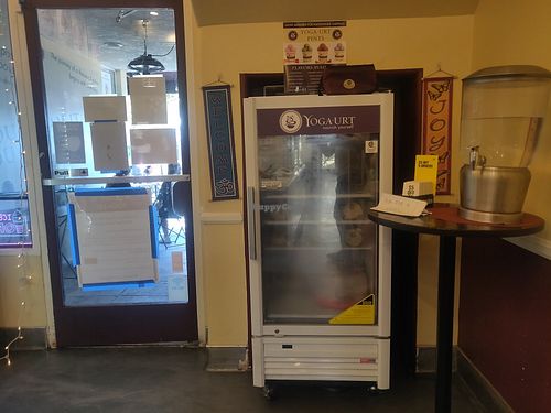 Inside refrigerator at Yoga-urt in Glendale