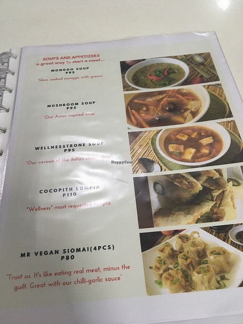 menu at Wellnessland Vegetarian Cafe in Cebu