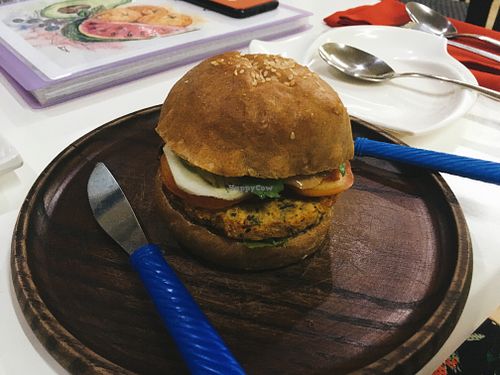 nutty burger at Wellnessland Vegetarian Cafe in Cebu