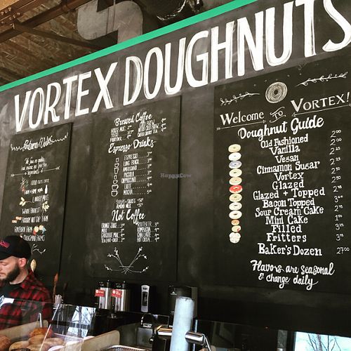 menu board at Vortex Doughnuts in Asheville