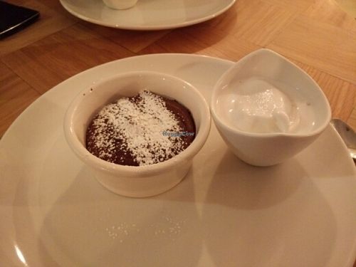 Vegan ";moelleux au chocolat"; with coconut sorbet at Beet in Luxembourg City